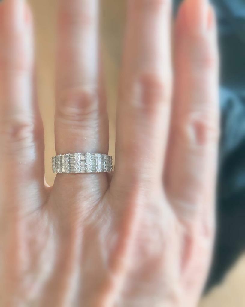 0.80ct Baguette Diamond Anniversary Ring 18k White Gold