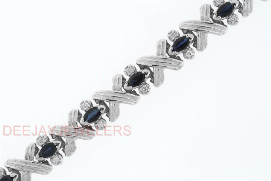 4.18ct Sapphire and Diamond Bracelet 14k White Gold