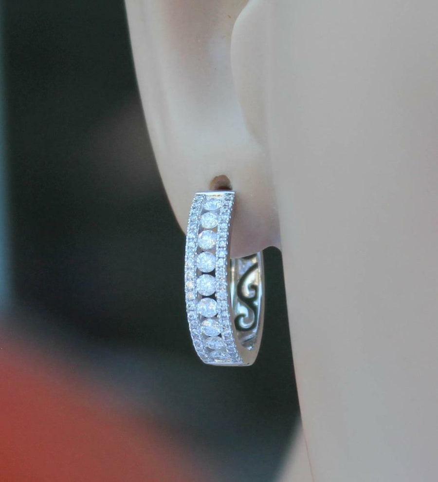 0.82ct Diamond Hoop Earrings 18k White Gold