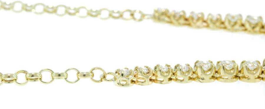 3.80ct Diamond Half Tennis Necklace 14k Yellow Gold