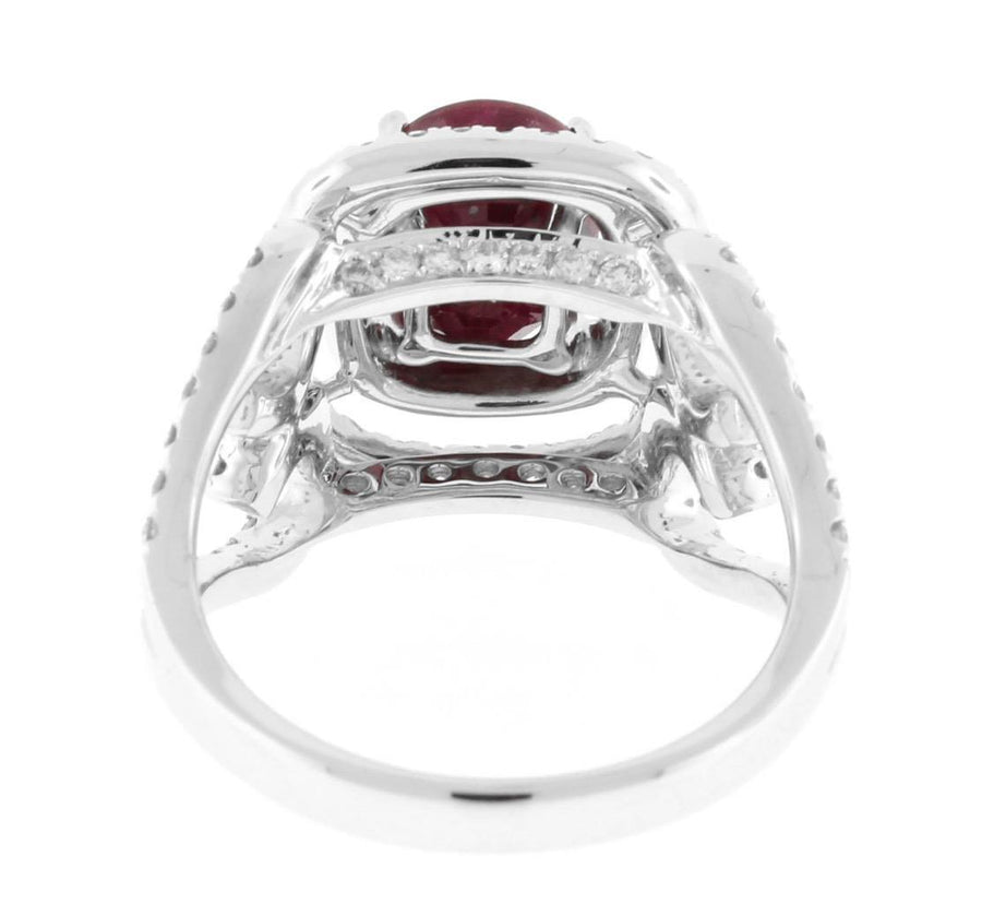 2.91ct Ruby and Diamond Statement Ring 18k White Gold