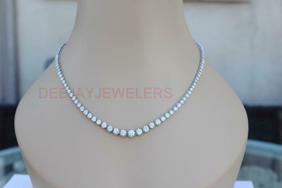 17ct Diamond Riviera Tennis Necklace 14k White Gold 0.82ct Center