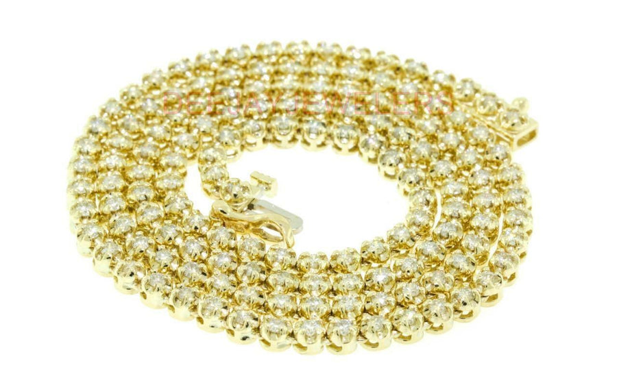 4ct Diamond Eternity Tennis Necklace 14k Yellow Gold 16 Inch