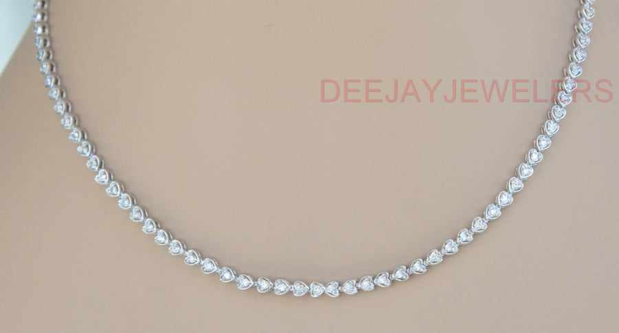 3.25ct Diamond Heart Eternity Tennis Necklace 14k White Gold