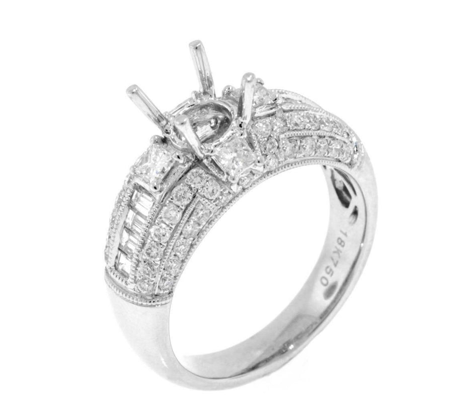 VS1 Natural 1.57ct Diamond Ring Setting 18k White Gold Engagement