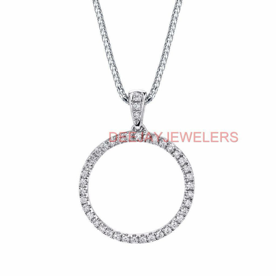 0.25ct Diamond Eternity Pendant Necklace 18k White Gold Circle of Life