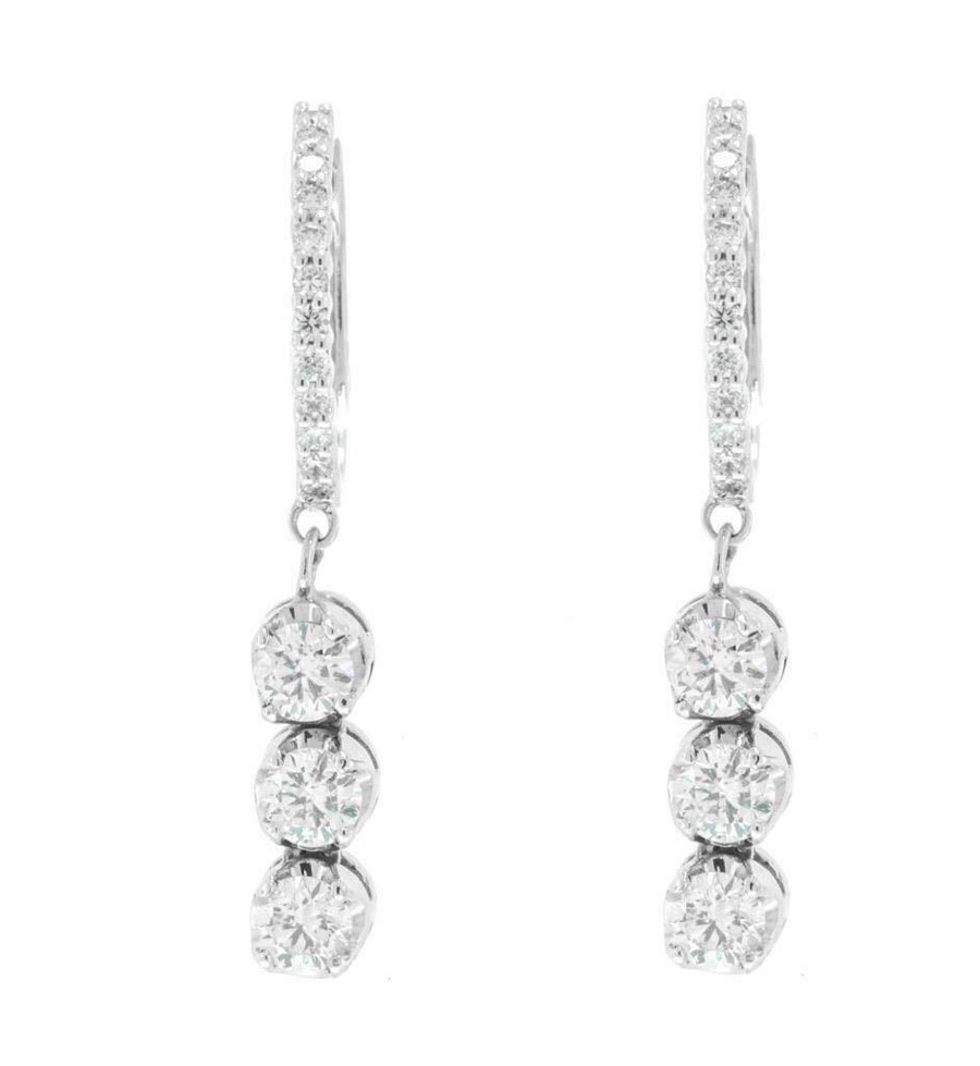 1.25ct Diamond Dangle Drop Earrings 18k White Gold
