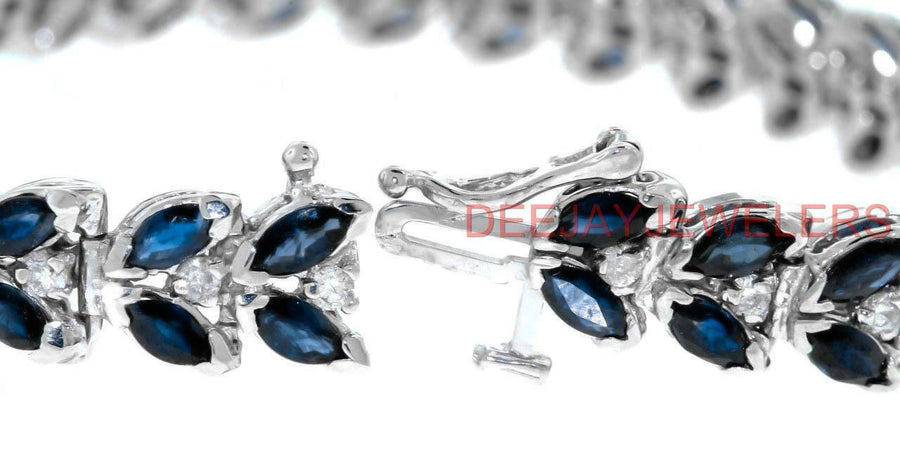 14.85ct Marquise Sapphire and Diamond Statement Bracelet 14k White Gold