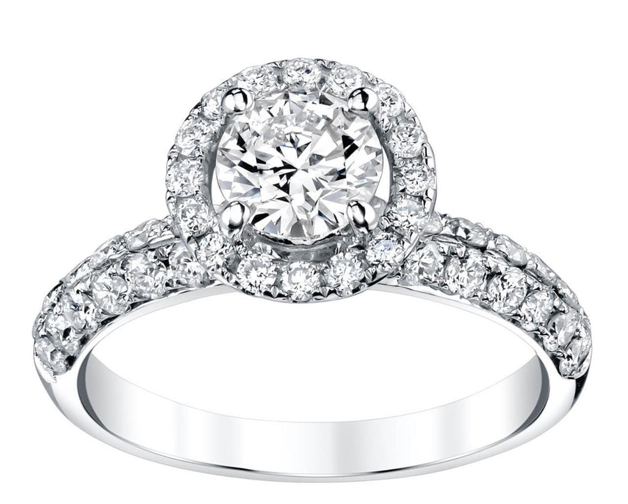 1.80ct Diamond Halo Engagement Ring 18k White Gold