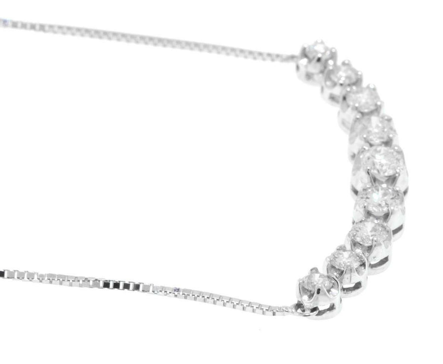 1.40ct Diamond Fancy Bar Necklace 14k White Gold
