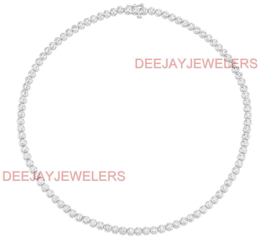 10ct Bezel Diamond Eternity Tennis Necklace 14k White Gold
