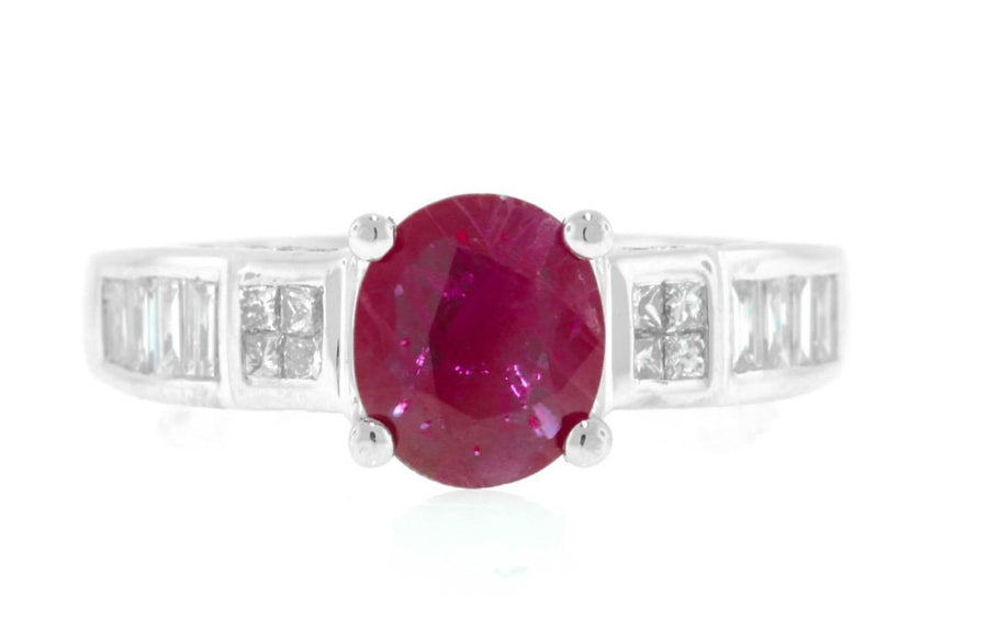 1.90ct Ruby and Diamond Ring 18k White Gold