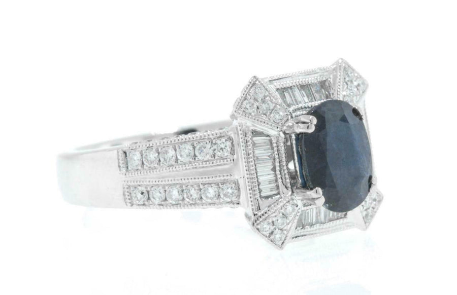 2.43ct Sapphire and Diamond Statement Ring 18k White Gold