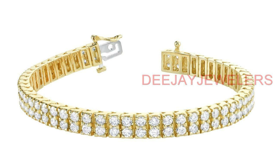 6ct Diamond Double Row Tennis Bracelet 14k Yellow Gold