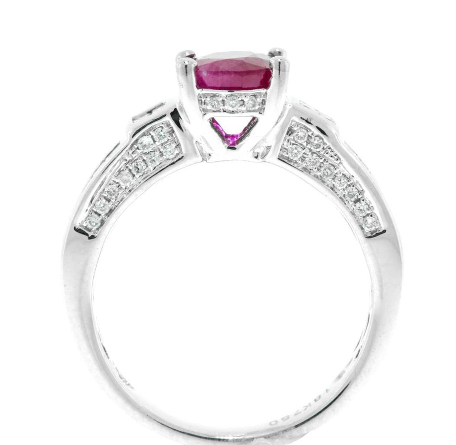 1.90ct Ruby and Diamond Ring 18k White Gold