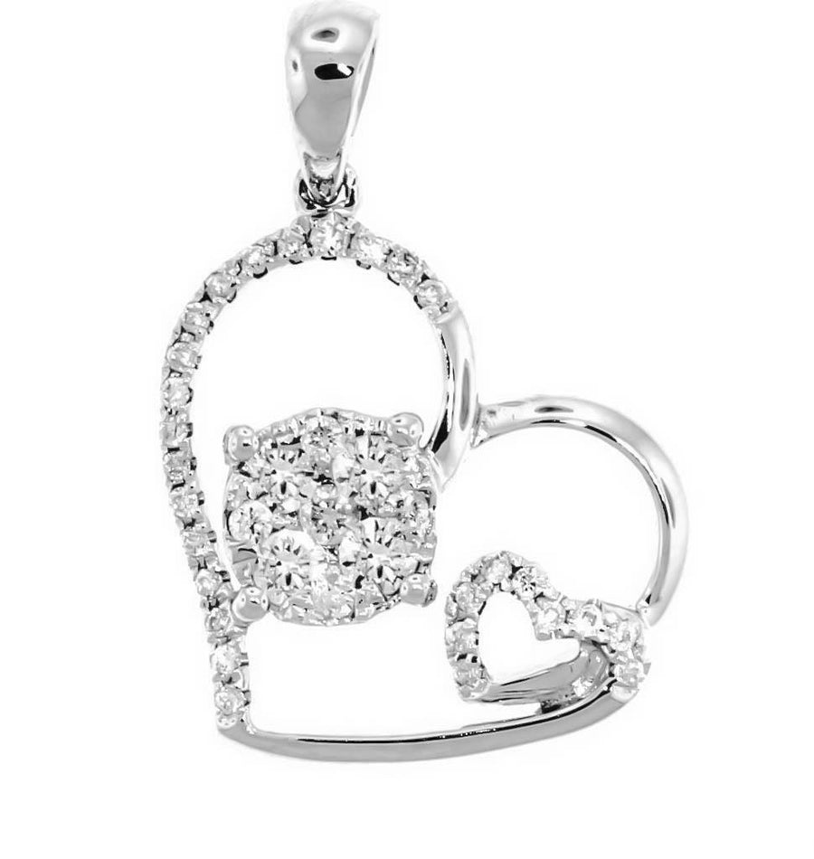 0.35ct Diamond Heart Necklace Pendant 18k White Gold