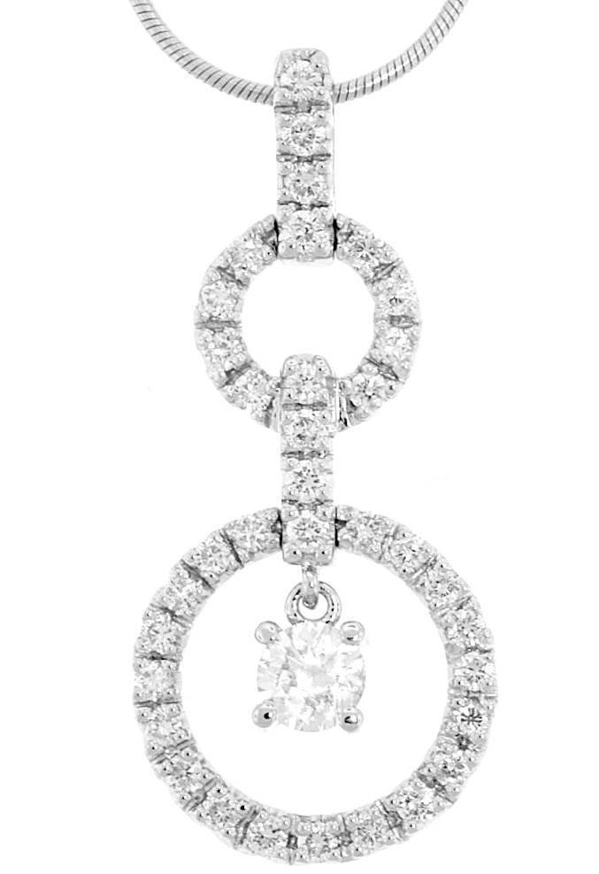 0.94ct Diamond Halo Pendant Necklace 18k White Gold
