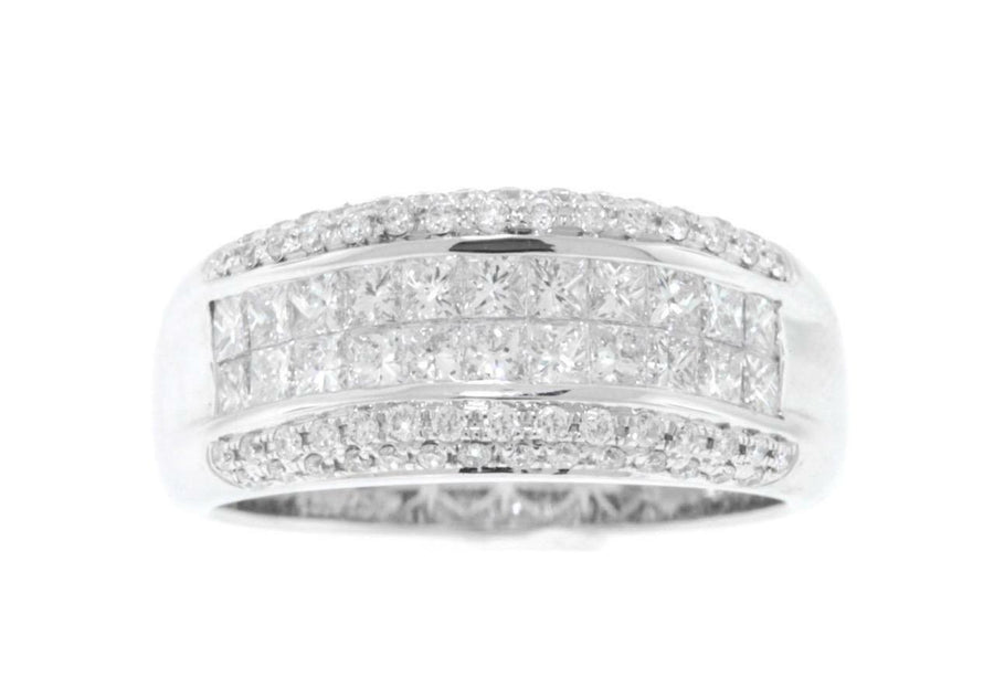 1.07ct Princess Diamond Anniversary Ring 18k White Gold