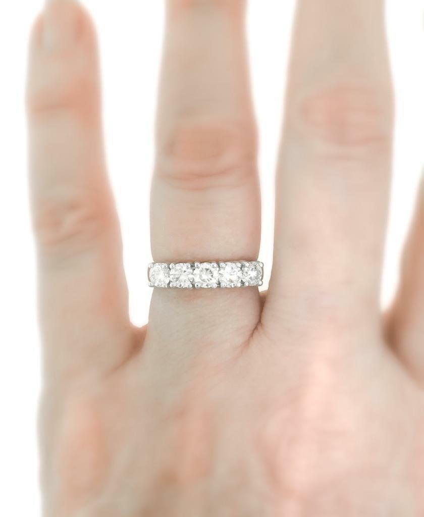 1.01ct Diamond 5-Stone Anniversary Ring 14k White Gold