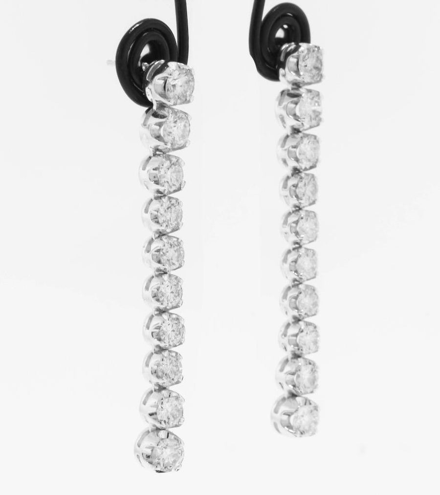 3.85ct Diamond Tennis Dangle Earrings 14k White Gold