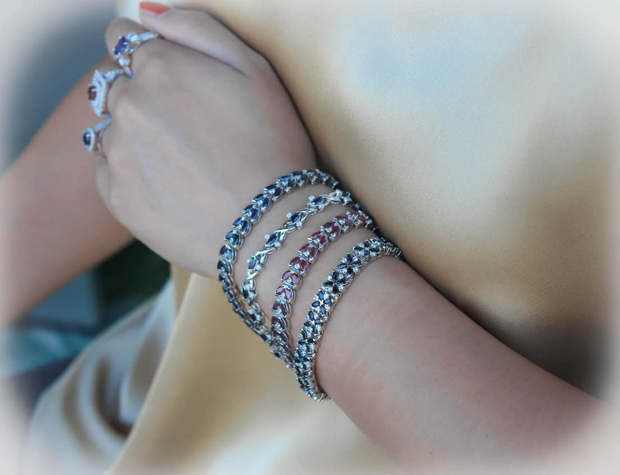 Silver & Blue Marquise Bracelet