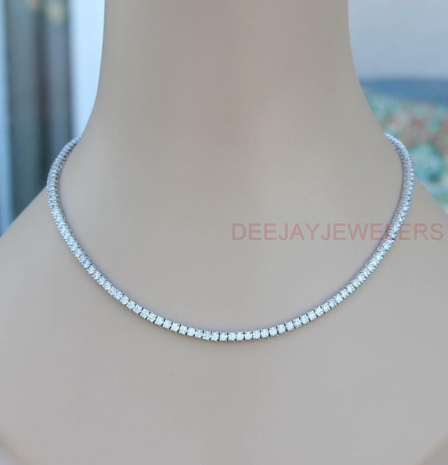 18ct Diamond Tennis Necklace Box-Link Eternity 14k White Gold