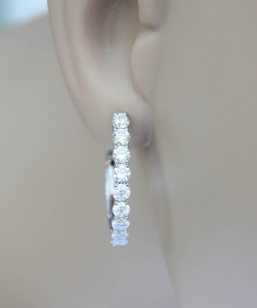 2ct Oval Diamond Hoop Earrings 18k White Gold