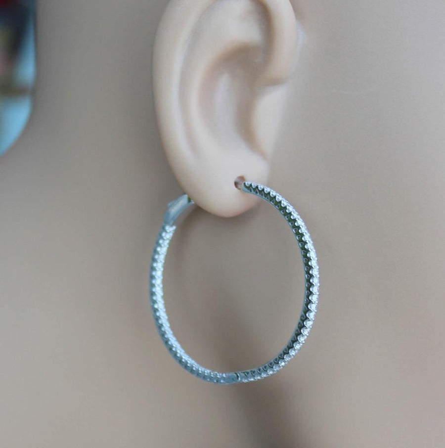 1.61ct Diamond Inside Out Hoop Earrings Large 18k White Gold