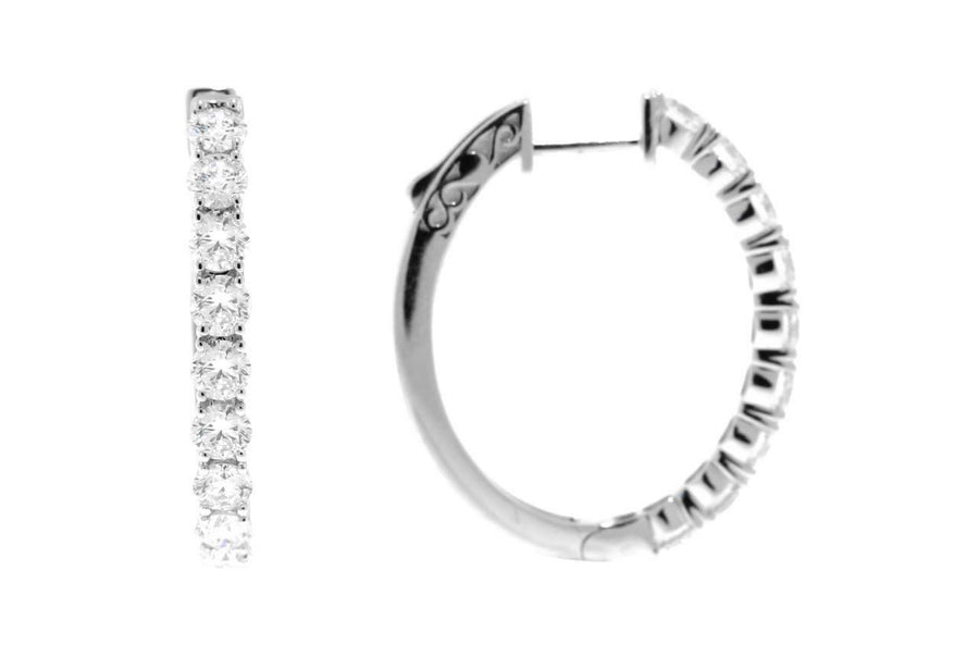 2ct Oval Diamond Hoop Earrings 18k White Gold