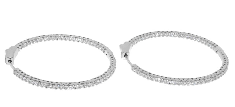 1.61ct Diamond Inside Out Hoop Earrings Large 18k White Gold